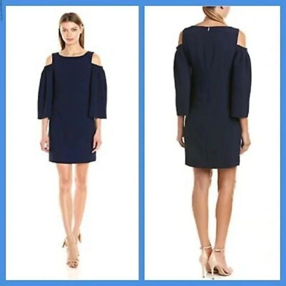 TRINA TURK KAIPO NEW SHIFT NAVY BLUE WEDDING DRESS SUMMER HOLIDAY DRESSY SIZE 0 - Picture 3 of 7